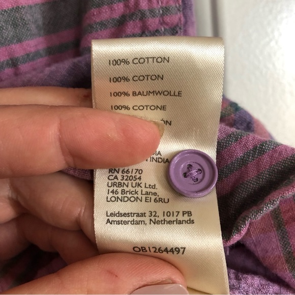 Pilcro plaid cotton popover blouse size medium - Picture 3 of 6